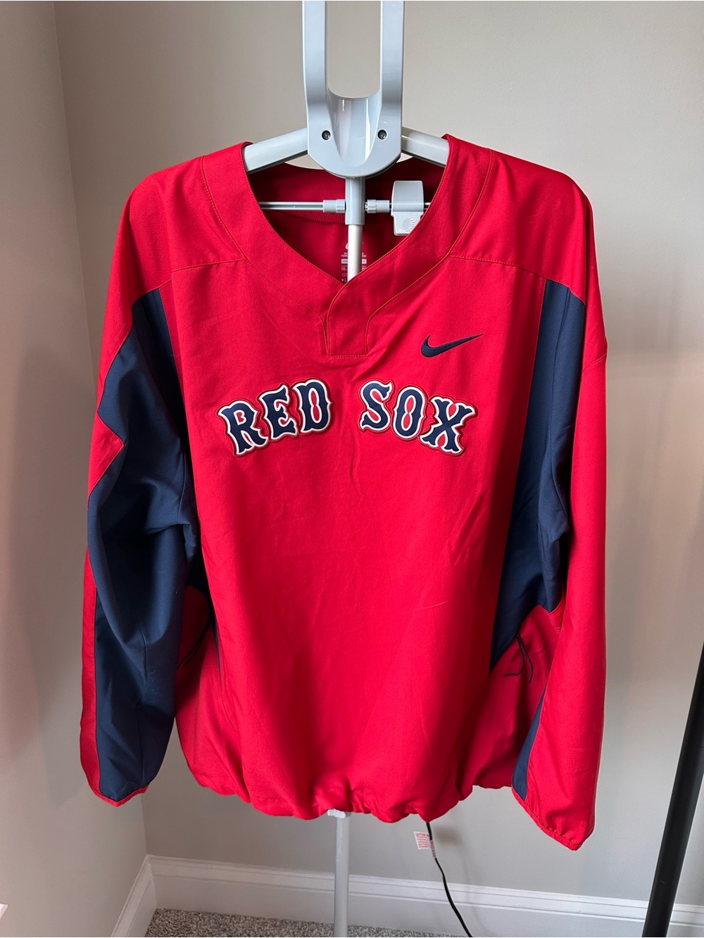 Nike Red Sox MLB Batting Practice Pullover Windbreaker Jacket Mens XXL Red Navy